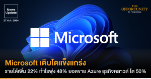 News Update: Microsoft เติบโตแข็งแกร่ง รายได้เพิ่ม 22% กำไรพุ่ง 48% ยอดขาย Azure ธุรกิจคลาวด์ โต 50%