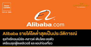 News Update: Alibaba รายได้โตต่ำสุดเป็นประวัติการณ์ ธุรกิจอีคอมเมิร์ซ-คลาวด์ เติบโตชะลอตัว เตรียมลุยฟู้ดเดลิเวอรี และแอปท่องเที่ยว